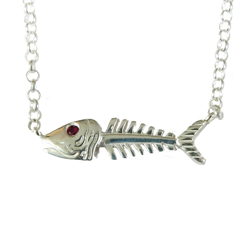 B068 Bonefish Sterling Silver Sideways Necklace
