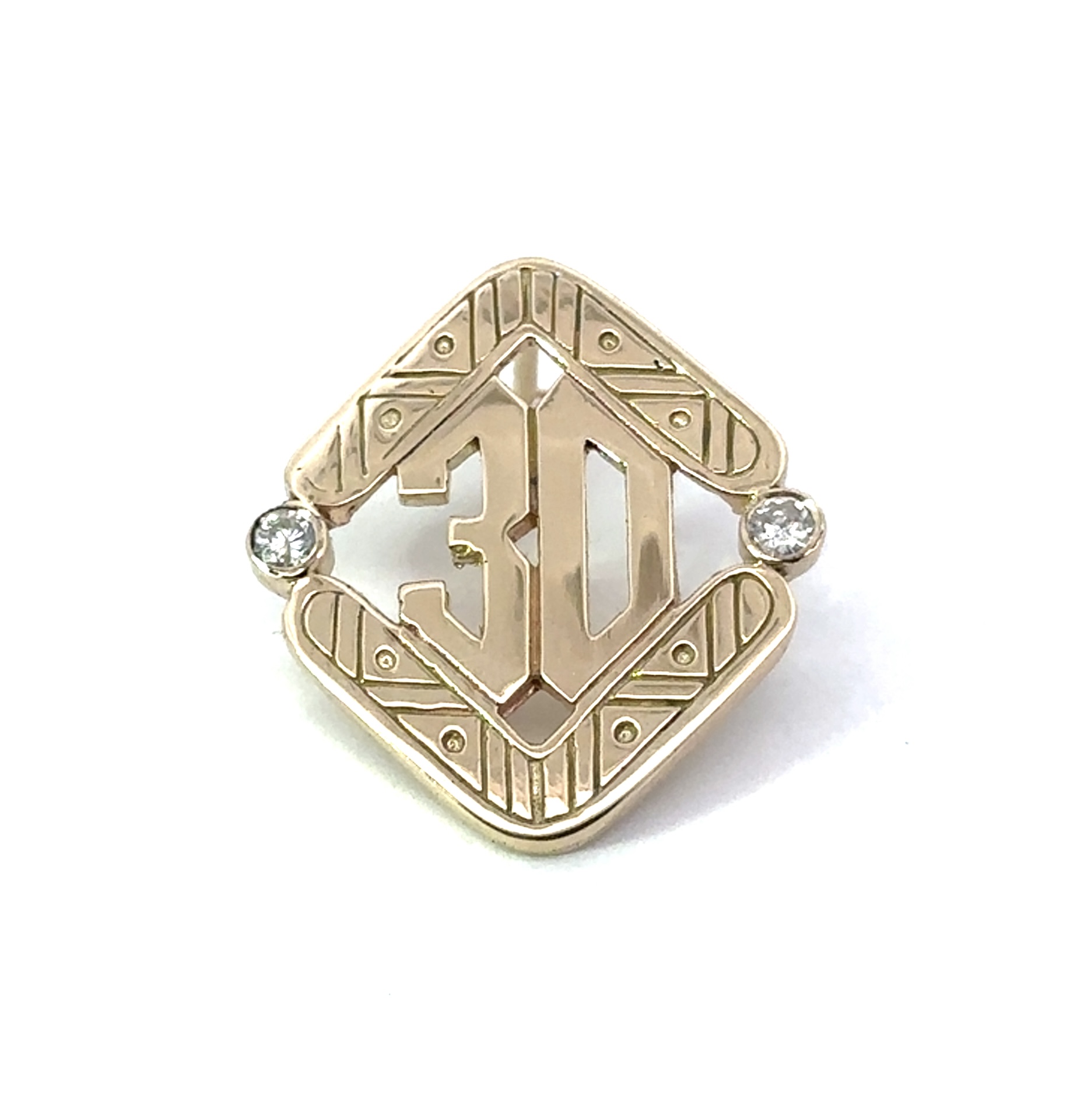 30 year award pin or pendant 14kt yellow or white gold