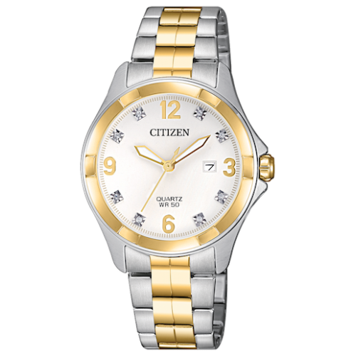 g186 ladies watch stainless two tone silver white dial